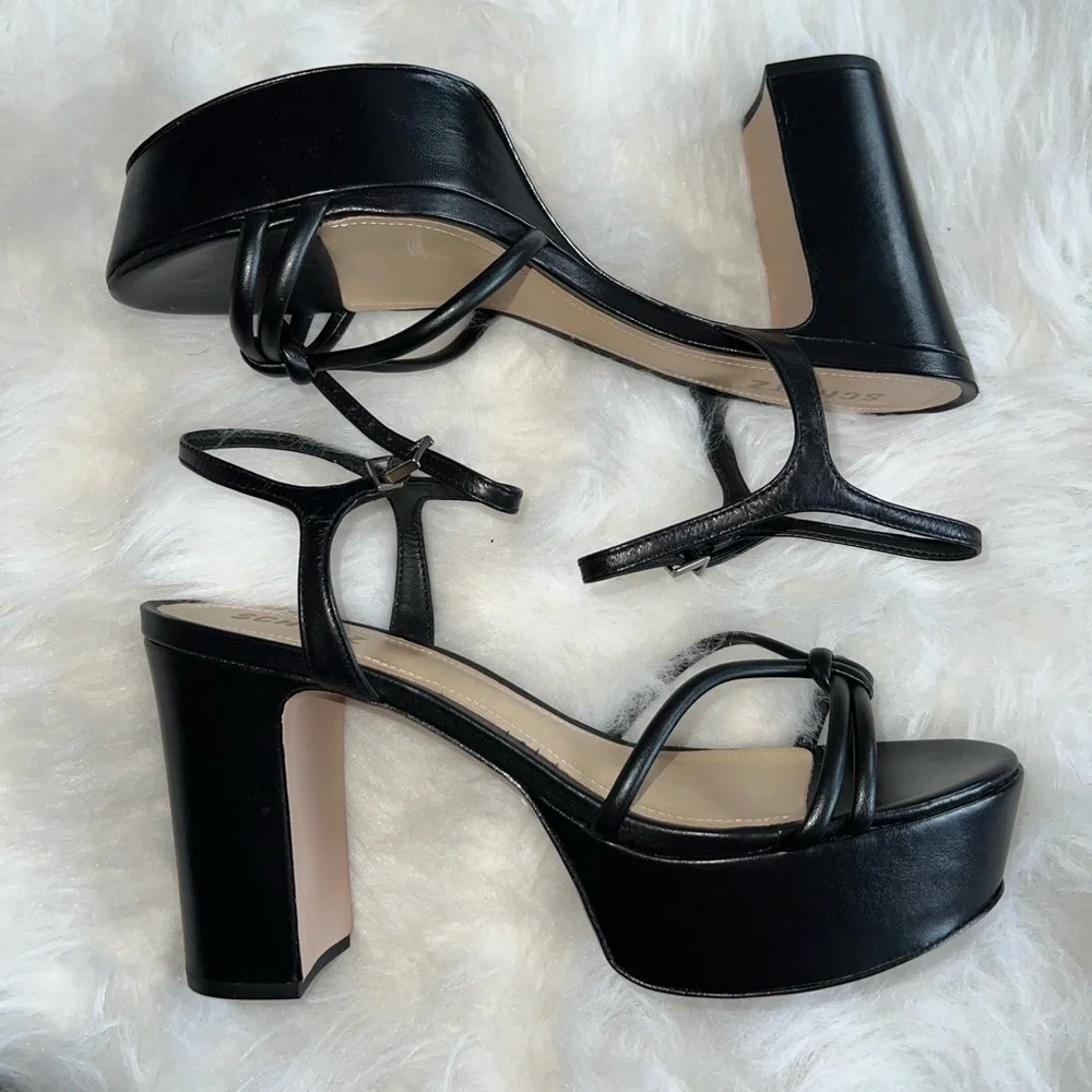 SCHUTZ Black Knotted Strap Platform Sandals